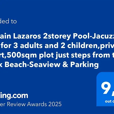 Located By The Sea One Beachfront Private Captain Lazaros Pool With Loft In 750sqm Spacious Private Plot-jacuzzi-sunrelax-furnished Terace-gazebo-private Parking,sleep 3 Adults And 2 Children, Just Steps From The Black Beach-seaview *