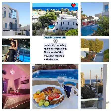 Located By The Sea One Beachfront Detach Private Captain Lazaros Pool With Loft In 750sqm Spacious Private Plot-jacuzzi-sunrelax-furnished Terace-gazebo-private Parking,sleep 3 Adults And 2 Children, Just Steps From The Black Beach-seaview Perissa (Santorini)
